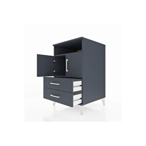 Kronos Komodin 2 Raflı 2 Çekmeceli 2 Kapaklı 60x59x96 Antrasit-antrasit