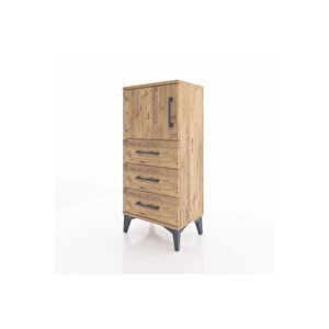 Arges Komodin Tek Raflı 3 Çekmeceli Tek Kapaklı 44x30x96 Çam-çam