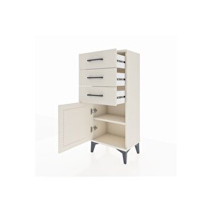 Arges Komodin Tek Raflı 3 Çekmeceli Tek Kapaklı 44x30x106 Aytaşı-aytaşı