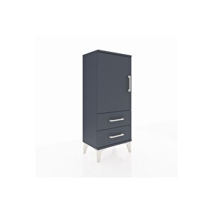Arges Komodin 2 Raflı 2 Çekmeceli Tek Kapaklı 44x30x106 Antrasit-antrasit
