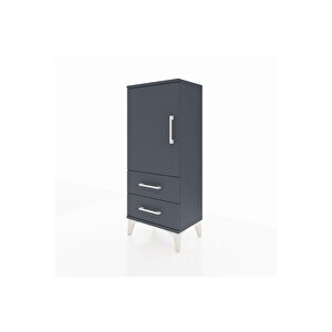 Arges Komodin 2 Raflı 2 Çekmeceli Tek Kapaklı 44x30x106 Antrasit-antrasit