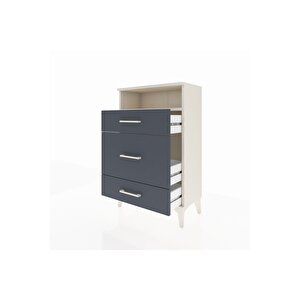 Arges Komodin Tek Raflı 3 Çekmeceli 60x30x96 Aytaşı-antrasit