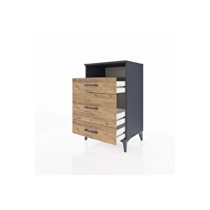 Hyperion Komodin Tek Raflı 3 Çekmeceli 60x44x96 Antrasit-çam