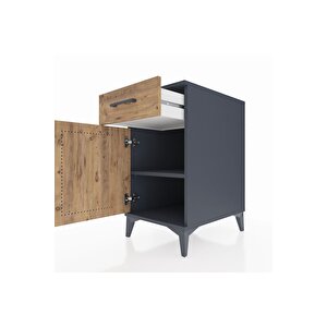 Kronos Komodin Tek Raflı Tek Çekmeceli Tek Kapaklı 44x59x80 Antrasit-çam