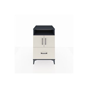 Kronos Komodin 2 Raflı Tek Çekmeceli 2 Kapaklı 60x59x96 Antrasit-aytaşı