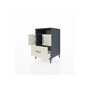 Kronos Komodin 2 Raflı Tek Çekmeceli 2 Kapaklı 60x59x96 Antrasit-aytaşı