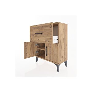 Arges Komodin Tek Raflı Tek Çekmeceli 2 Kapaklı 60x30x80 Çam-çam