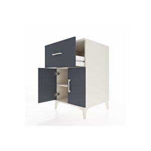 Kronos Komodin Tek Raflı Tek Çekmeceli 2 Kapaklı 60x59x96 Aytaşı-antrasit