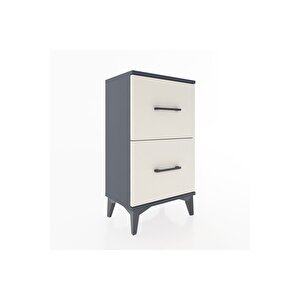 Arges Komodin Tek Raflı 2 Çekmeceli 44x30x80 Antrasit-aytaşı