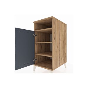 Kronos Komodin 3 Raflı Tek Kapaklı 44x59x96 Çam-antrasit