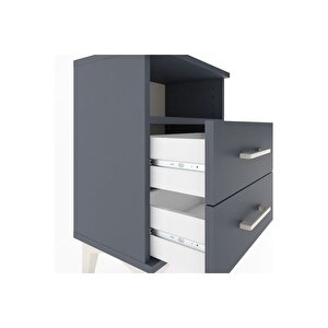 Arges Komodin Tek Raflı 2 Çekmeceli 44x30x64 Antrasit-antrasit