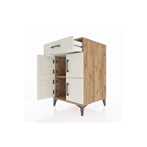 Kronos Komodin Tek Raflı Tek Çekmeceli 4 Kapaklı 60x59x96 Çam-aytaşı
