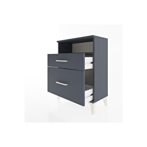 Arges Komodin Tek Raflı 2 Çekmeceli 60x30x80 Antrasit-antrasit