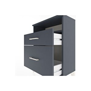 Arges Komodin Tek Raflı 2 Çekmeceli 60x30x80 Antrasit-antrasit