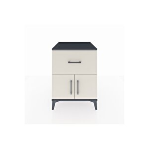 Kronos Komodin Tek Raflı Tek Çekmeceli 2 Kapaklı 60x59x80 Antrasit-aytaşı