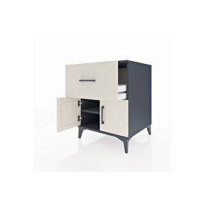 Kronos Komodin Tek Raflı Tek Çekmeceli 2 Kapaklı 60x59x80 Antrasit-aytaşı