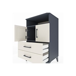Hyperion Komodin 2 Raflı 2 Çekmeceli 2 Kapaklı 60x44x96 Antrasit-aytaşı