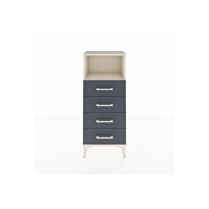 Arges Komodin Tek Raflı 4 Çekmeceli 44x30x106 Aytaşı-antrasit