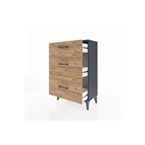 Arges Komodin 3 Çekmeceli 60x30x96 Antrasit-çam