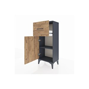 Arges Komodin Tek Raflı Tek Çekmeceli Tek Kapaklı 44x30x106 Antrasit-çam