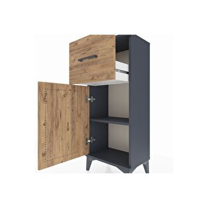 Arges Komodin Tek Raflı Tek Çekmeceli Tek Kapaklı 44x30x106 Antrasit-çam