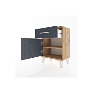 Arges Komodin Tek Raflı Tek Kapaklı 44x30x64 Çam-antrasit