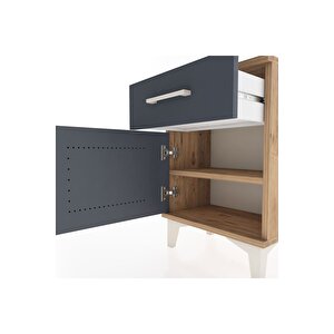 Arges Komodin Tek Raflı Tek Kapaklı 44x30x64 Çam-antrasit