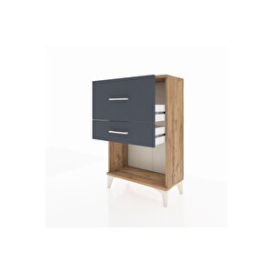 Arges Komodin 2 Çekmeceli 60x30x96 Çam-antrasit