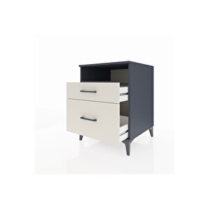 Kronos Komodin Tek Raflı 2 Çekmeceli 60x59x80 Antrasit-aytaşı