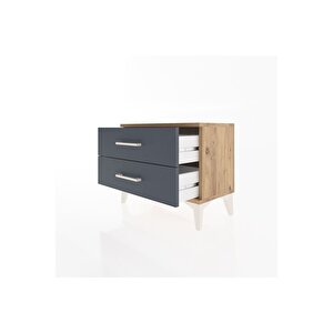 Arges Komodin 2 Çekmeceli 60x30x48 Çam-antrasit