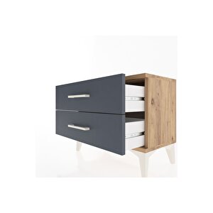 Arges Komodin 2 Çekmeceli 60x30x48 Çam-antrasit