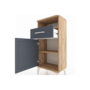 Arges Komodin 2 Raflı Tek Çekmeceli Tek Kapaklı 44x30x96 Çam-antrasit