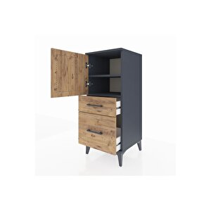 Hyperion Komodin 2 Raflı 2 Çekmeceli Tek Kapaklı 44x44x106 Antrasit-çam