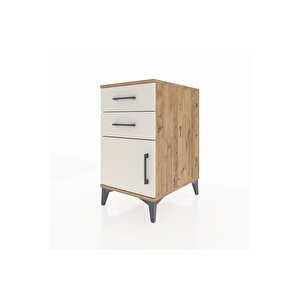 Kronos Komodin Tek Raflı 2 Çekmeceli Tek Kapaklı 44x59x80 Çam-aytaşı