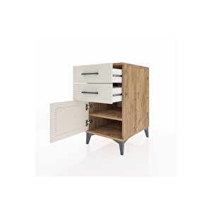 Kronos Komodin Tek Raflı 2 Çekmeceli Tek Kapaklı 44x59x80 Çam-aytaşı