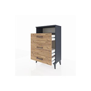 Arges Komodin Tek Raflı 3 Çekmeceli 60x30x96 Antrasit-çam