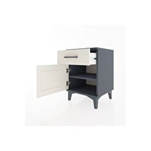 Hyperion Komodin Tek Çekmeceli Tek Kapaklı 44x44x64 Antrasit-aytaşı