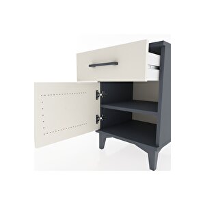 Hyperion Komodin Tek Çekmeceli Tek Kapaklı 44x44x64 Antrasit-aytaşı