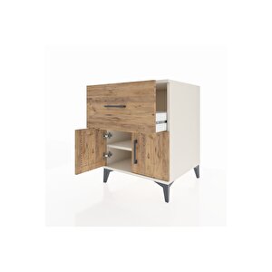 Kronos Komodin Tek Raflı Tek Çekmeceli 2 Kapaklı 60x59x80 Aytaşı-çam