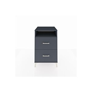 Kronos Komodin Tek Raflı 2 Çekmeceli 60x59x96 Antrasit-antrasit