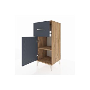 Hyperion Komodin Tek Raflı Tek Çekmeceli Tek Kapaklı 44x44x106 Çam-antrasit