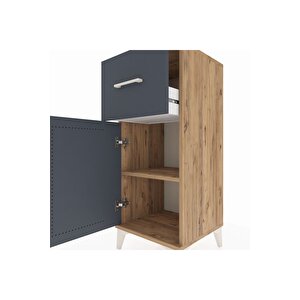 Hyperion Komodin Tek Raflı Tek Çekmeceli Tek Kapaklı 44x44x106 Çam-antrasit