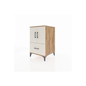 Kronos Komodin 2 Raflı Tek Çekmeceli 2 Kapaklı 60x59x96 Çam-aytaşı