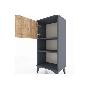 Arges Komodin 2 Raflı Tek Kapaklı 44x30x96 Antrasit-çam