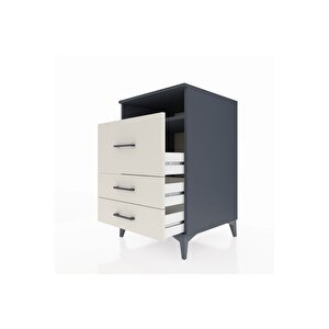 Kronos Komodin Tek Raflı 3 Çekmeceli 60x59x96 Antrasit-aytaşı