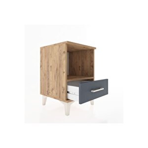 Hyperion Komodin Tek Raflı Tek Çekmeceli 44x44x64 Çam-antrasit