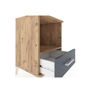 Hyperion Komodin Tek Raflı Tek Çekmeceli 44x44x64 Çam-antrasit