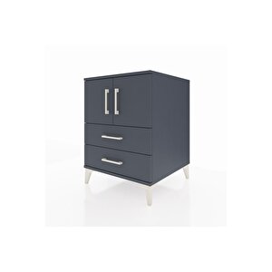 Kronos Komodin 2 Raflı 2 Çekmeceli 2 Kapaklı 60x59x80 Antrasit-antrasit