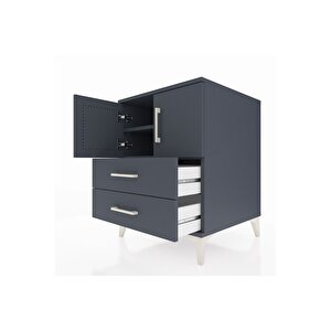 Kronos Komodin 2 Raflı 2 Çekmeceli 2 Kapaklı 60x59x80 Antrasit-antrasit