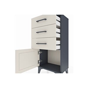 Arges Komodin 3 Çekmeceli Tek Kapaklı 44x30x96 Antrasit-aytaşı